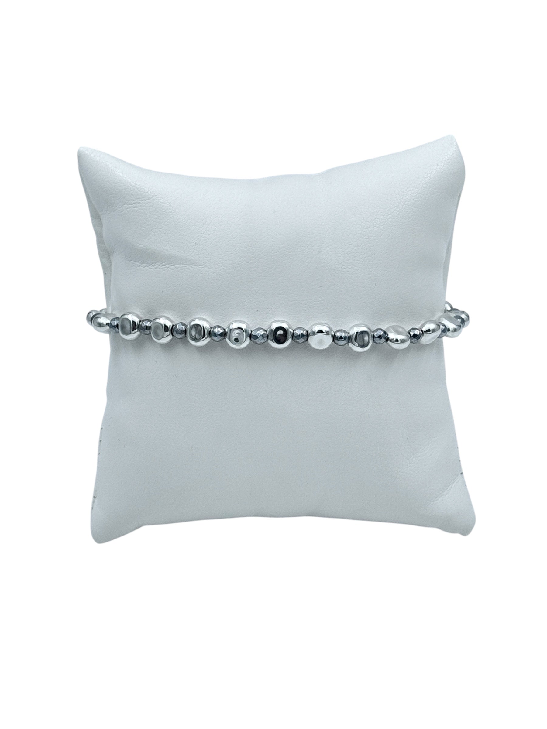 Bracciale Spadarella in argento con pietre, ematite chiara (grigio perlato chiaro) - SPBR681