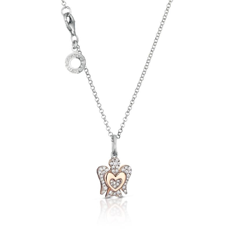 NECKLACE WITH SILVER ANGEL PENDANT - GIA334
