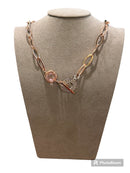 Collana tipo laccio con pietra rosa in bronzo rosato - DIAMANTE CL 233