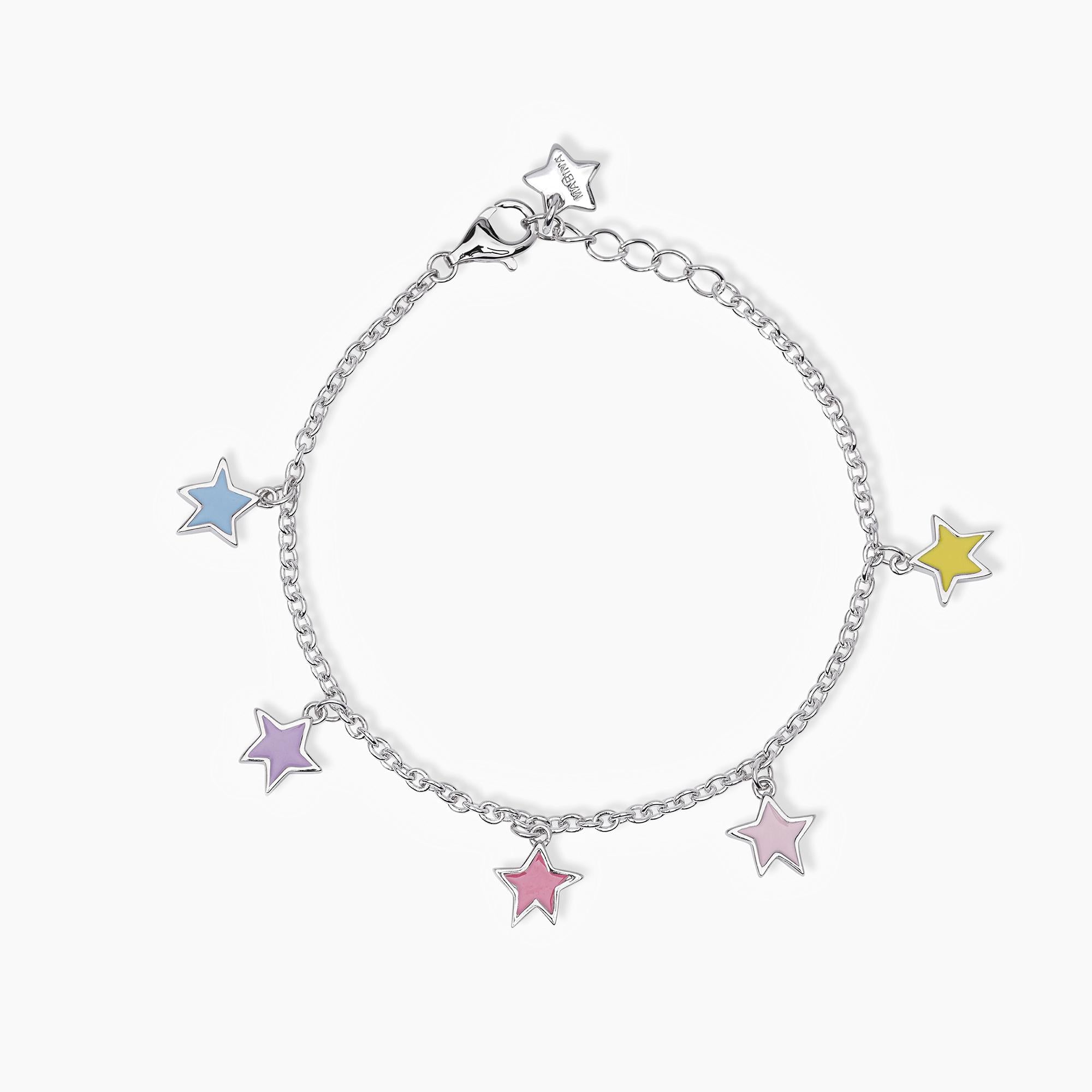 Mabina Junior - Silver bracelet with enameled hanging stars STELLA STELLINAG - 533683