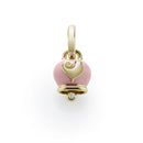 Ciondolo Campanella piccola oro giallo e smalto rosa e diamante - 36610