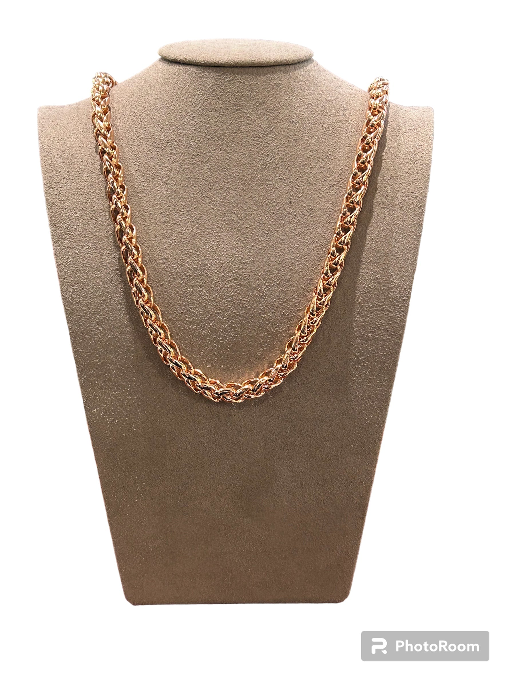 Semi-rigid lace-type rose bronze necklace - MAGIC CL 135R