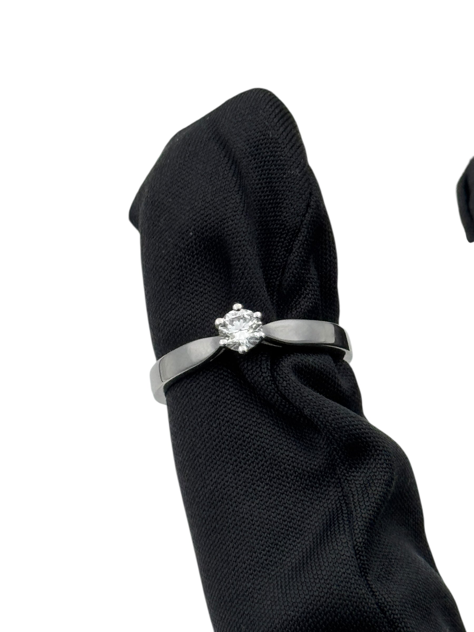 ANELLO SOLITARIO GIORGIO VISCONTI ORO BIANCO 18KT E DIAMANTI, MONTATURA 6 GRIFFE, 0.25CT - AB17101D