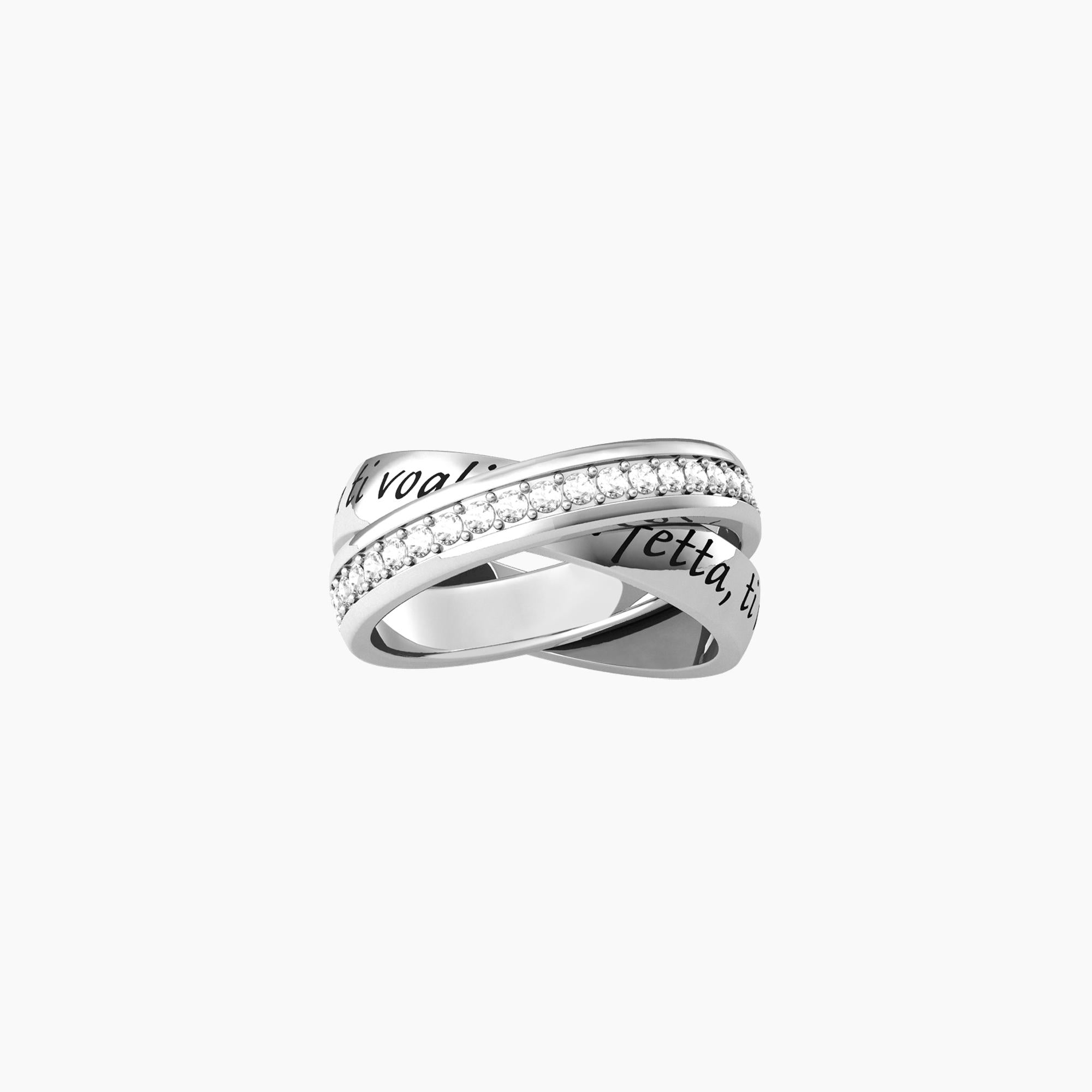 Mum ring woven with crystals and phrase
 MOM | HAPPINESS - 721006