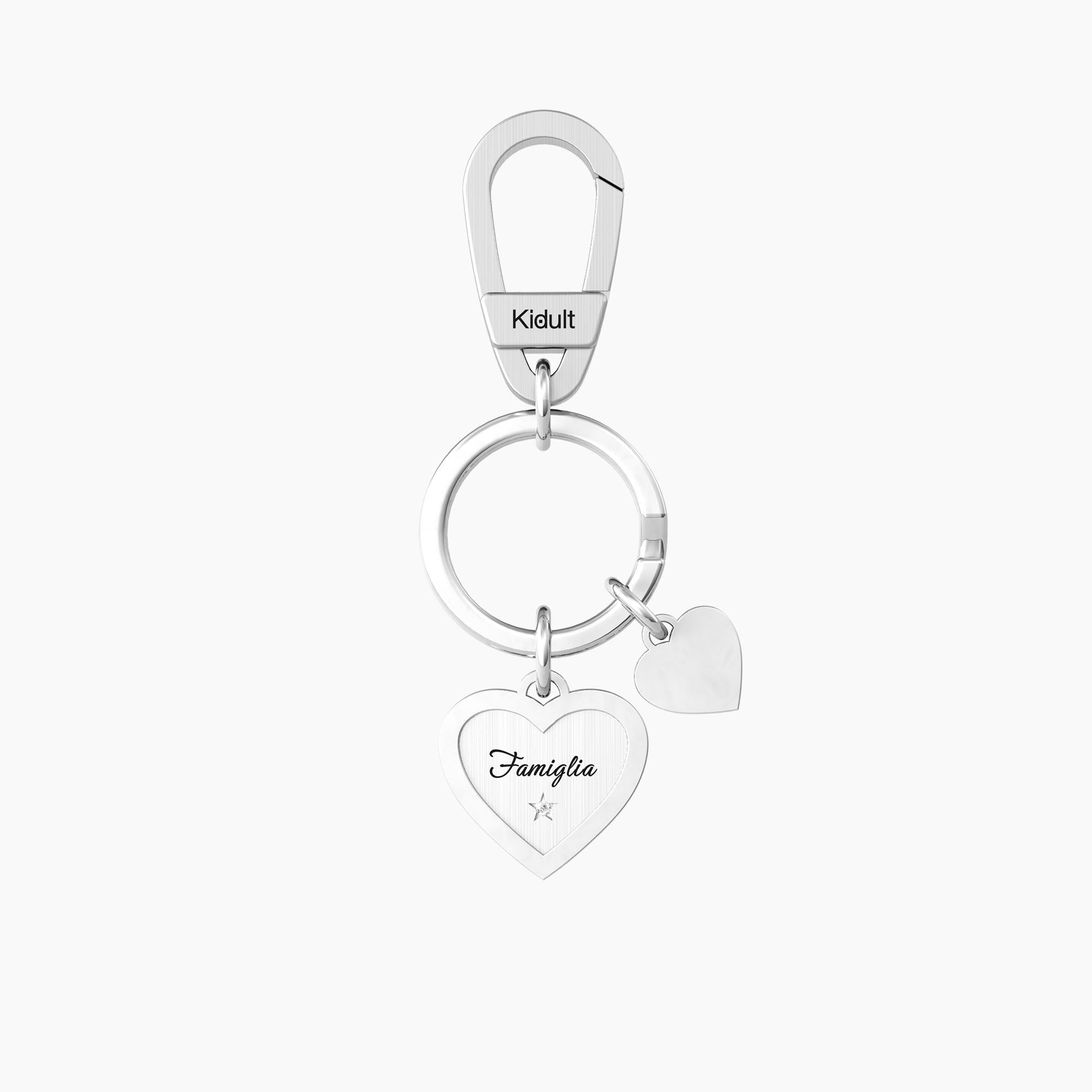 Steel key ring with heart and family phrase - 781007