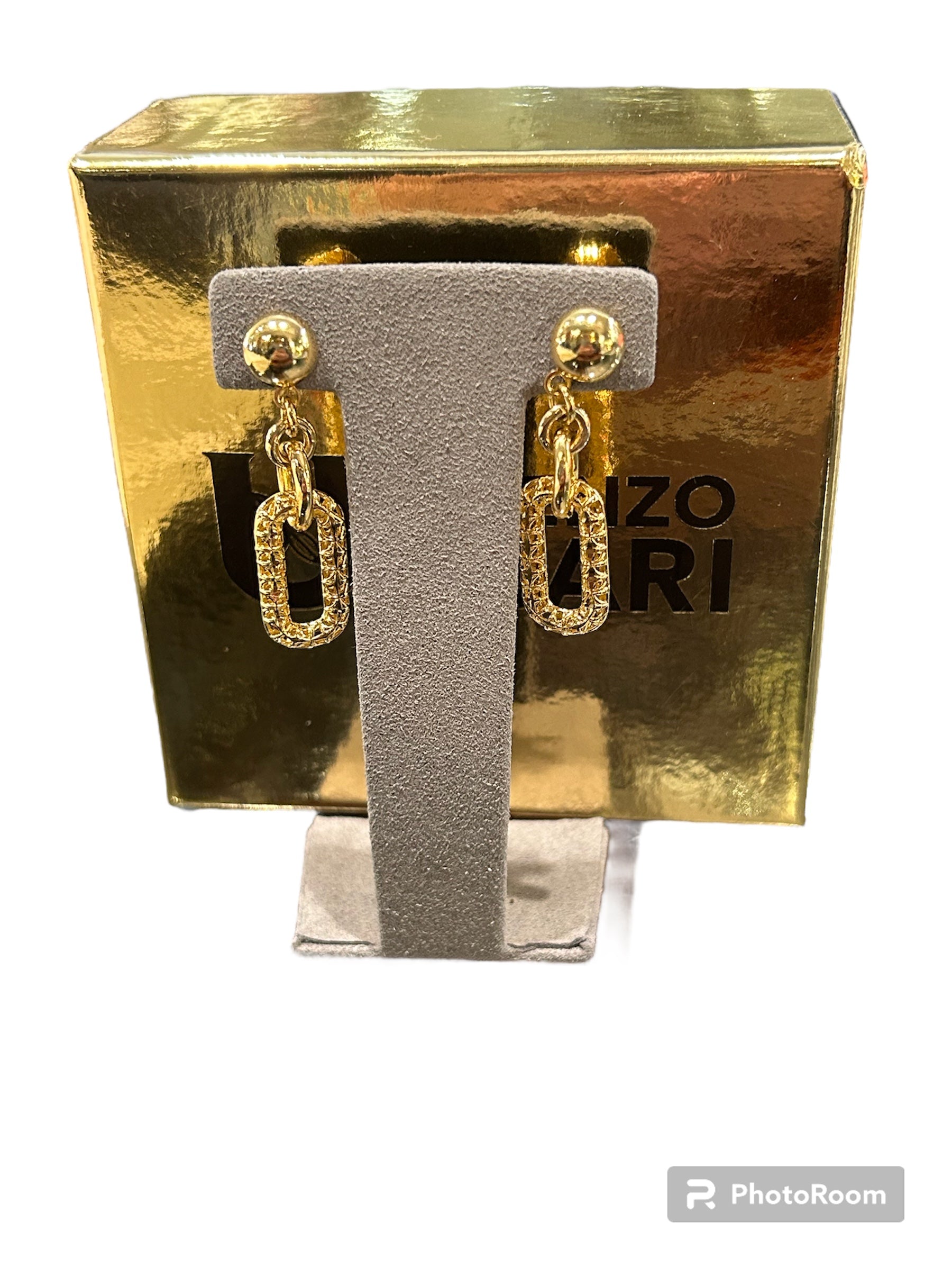 Earrings with fancy links in gilded bronze - SOL OR 003