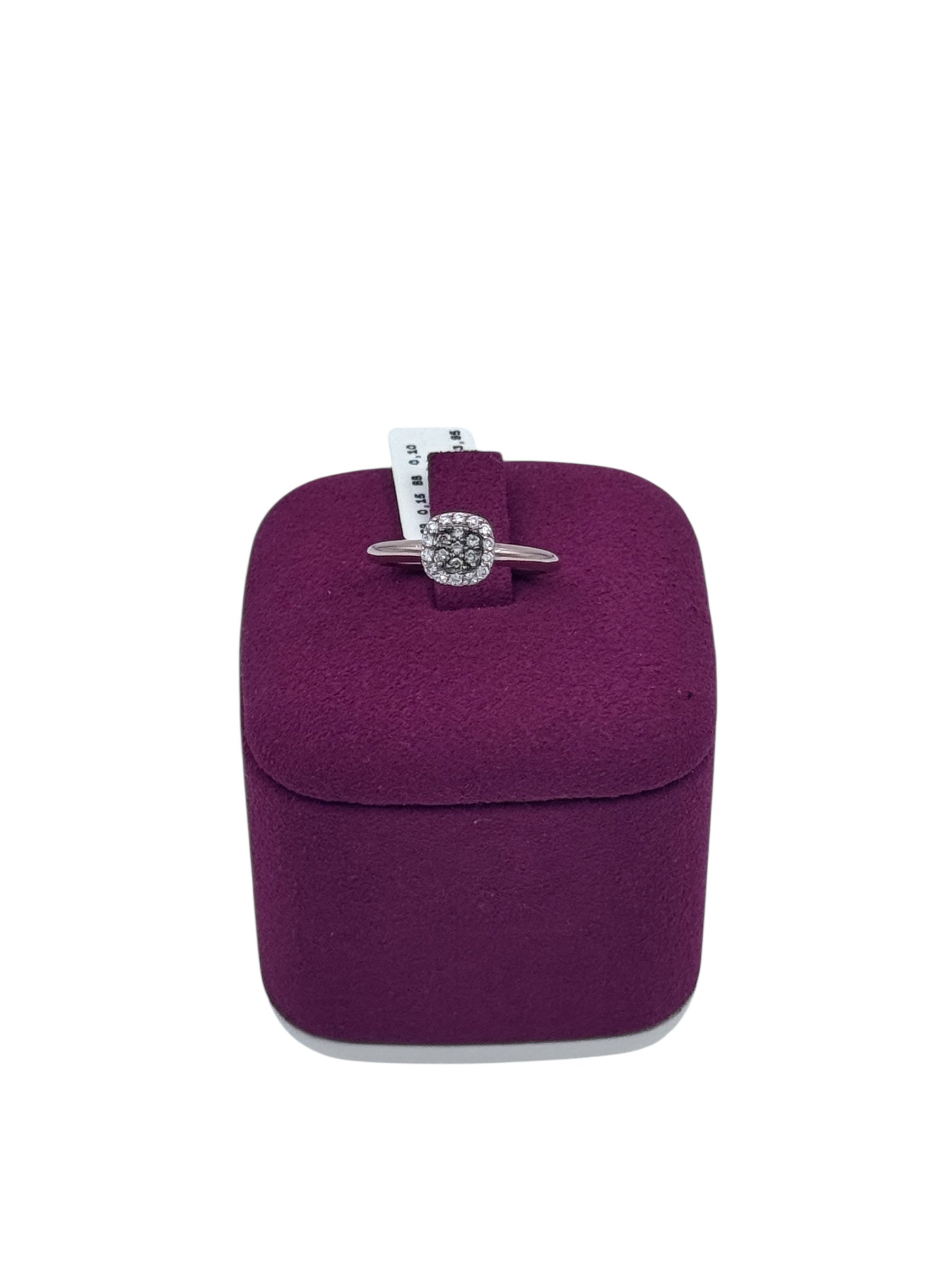 Diana - Anello in oro rosa 18kt e mosaico di diamanti brown, con giro di diamanti bianchi - AN DESIREE'