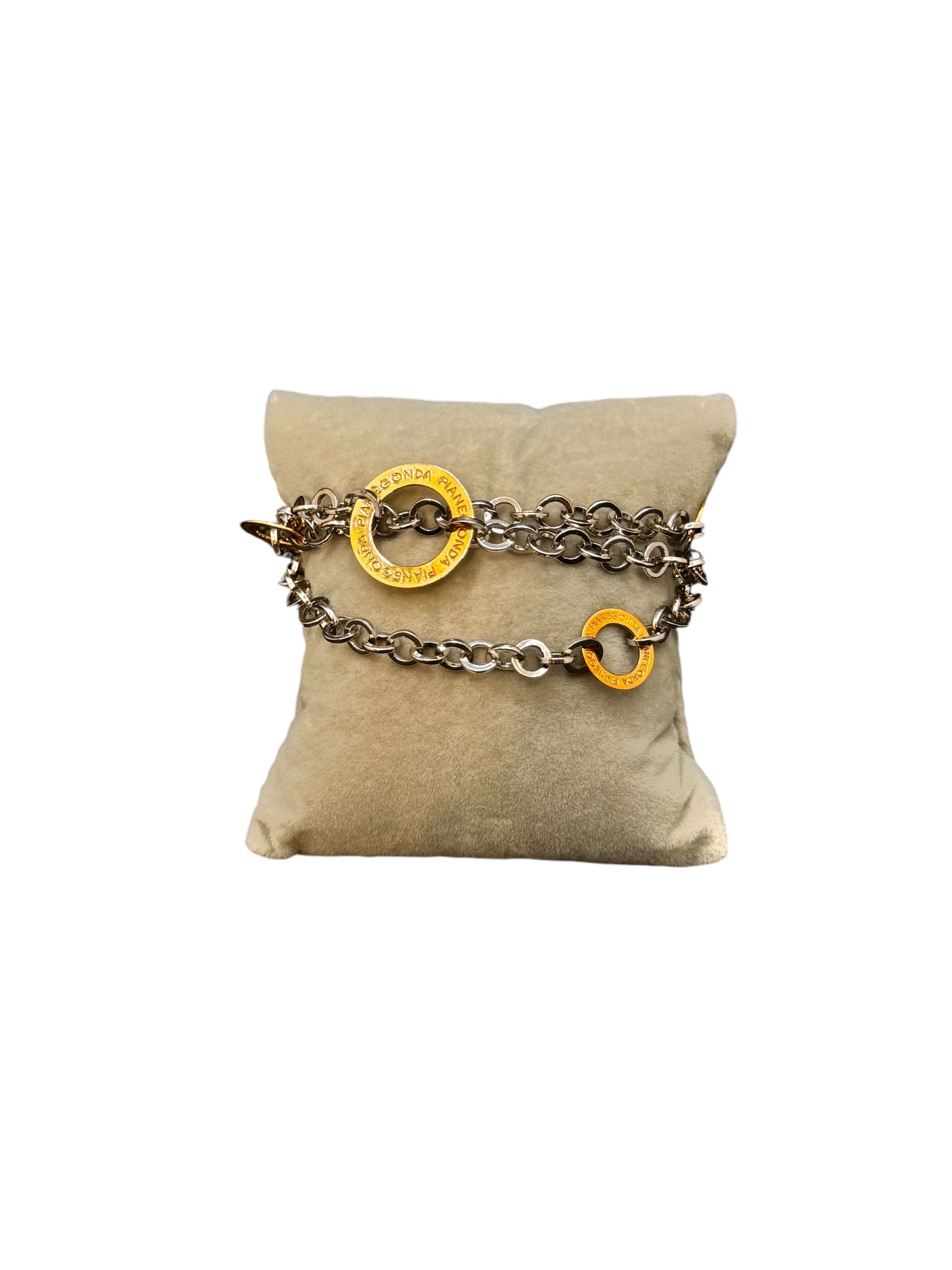 Bracciale Pianegonda in argento, in argento con doppia maglia a catena oro giallo 18kt - BA050753