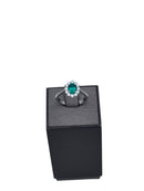 Anello Giorgio Visconti in oro bianco, giro di diamanti e smeraldo centrale, 0.84ct di smeraldo - AB17142BS