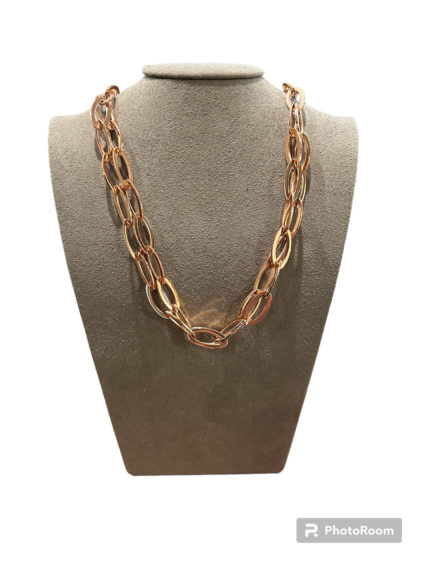 Small oval link necklace in rose bronze - DIAMANTE CL 224
