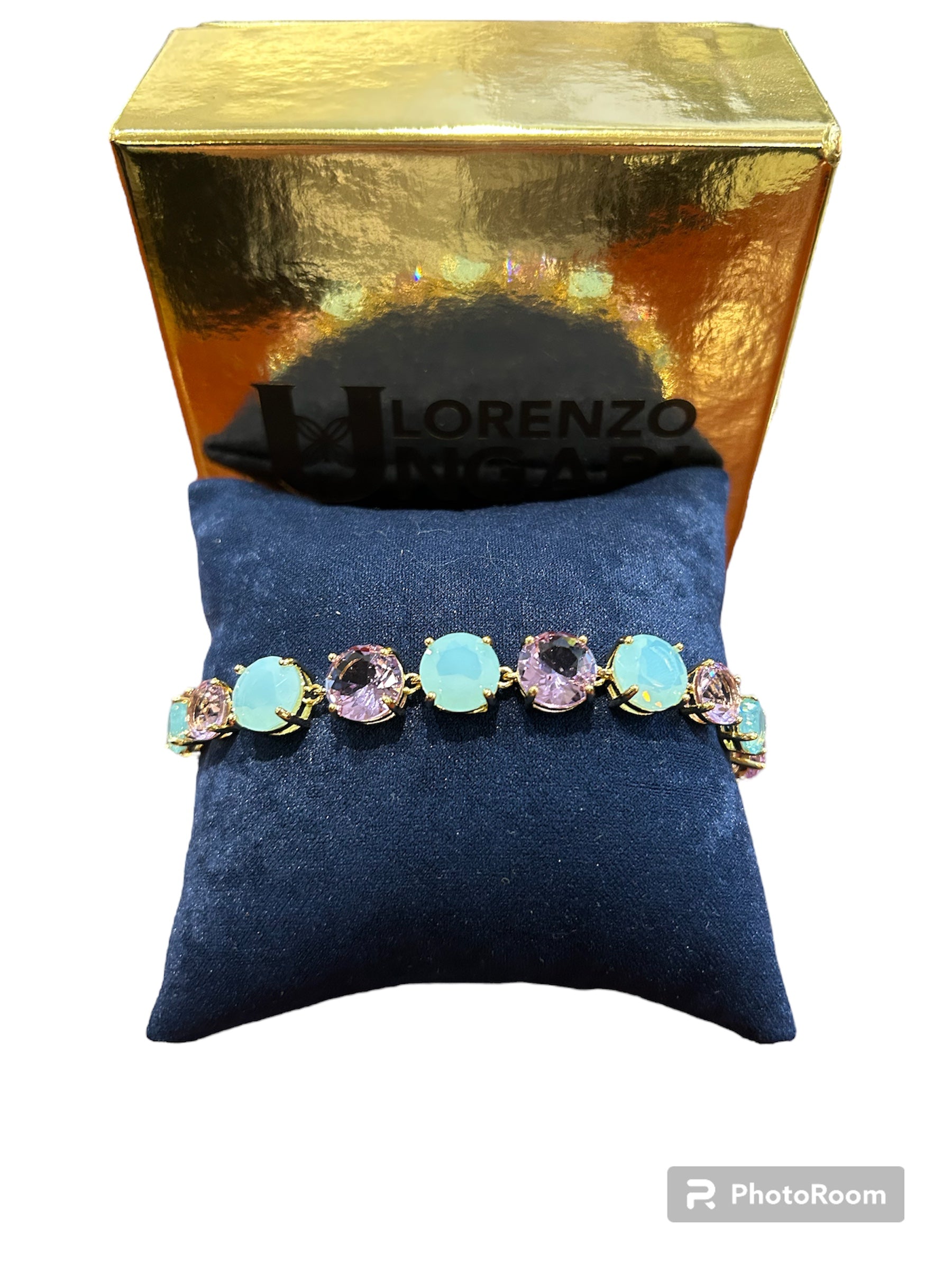 IL Mio Re - Gilt bronze bracelet with purple and blue stones - ILMIORE BR 021 AZZ