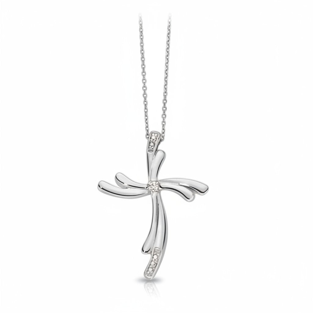 Collana Miluna croce in oro bianco 18kt e diamanti - CLD4527