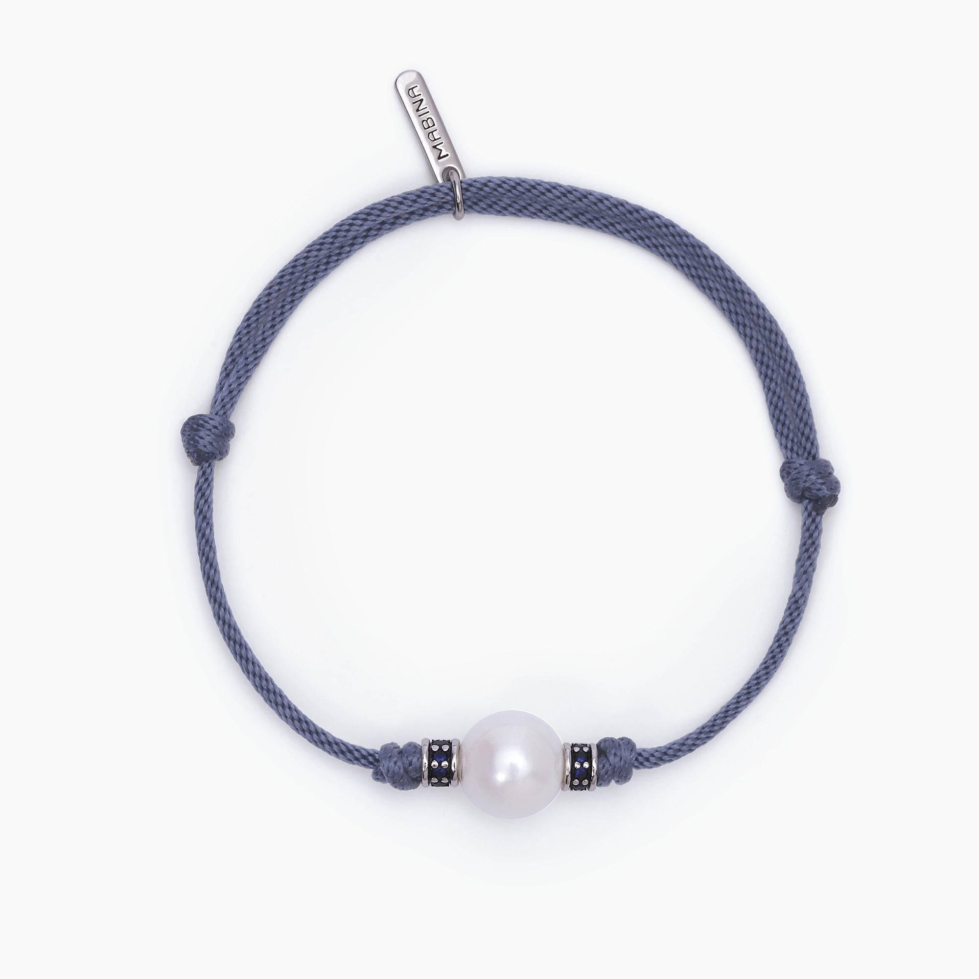 Mabina Homme - Bracelet avec cordon bleu et perle blanche TROPICAL - 533719