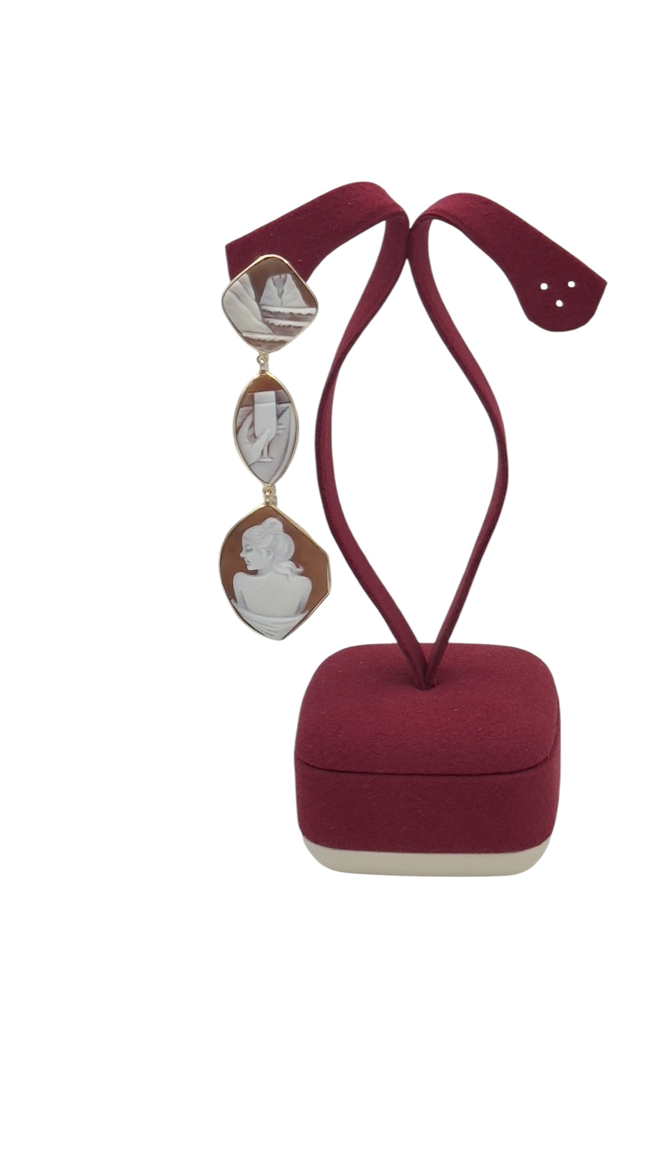 LUCEDEIMIEIOCCHI Monorecchino pendente 3 cammei naturali in argento dorato - LDMO 800 OR