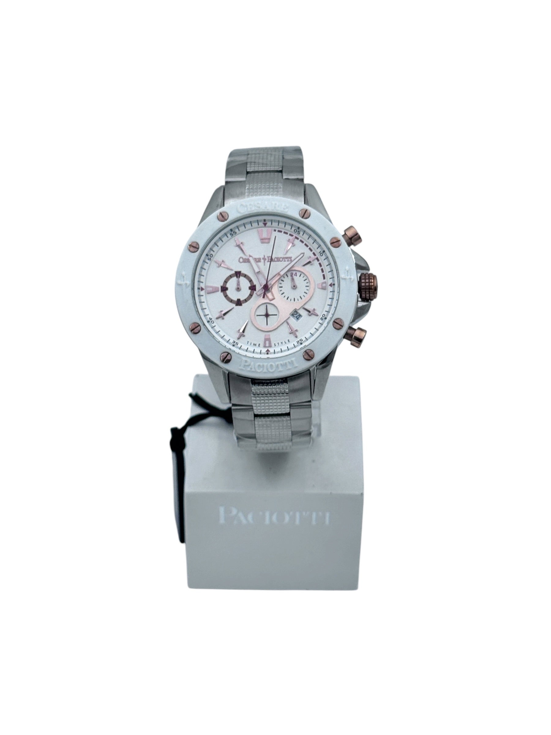 Orologio Cesare Paciotti, White Frozen, quadrante bianco al quarzo, 45mm - TSCR068