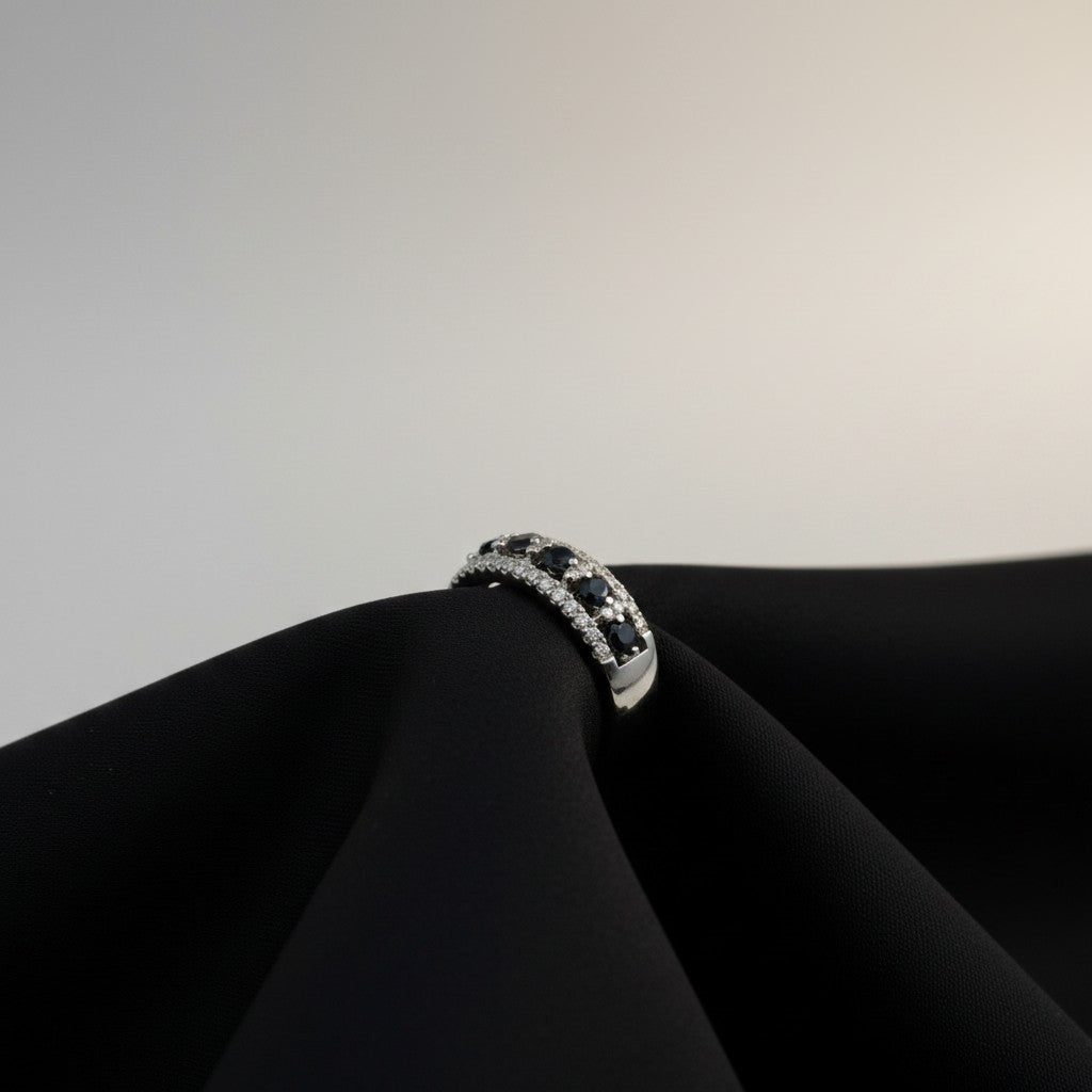 GIORGIO VISCONTI WHITE GOLD RING WITH DIAMONDS AND 7 SAPPHIRES, 0.51ct sapphires - ABX17328Z