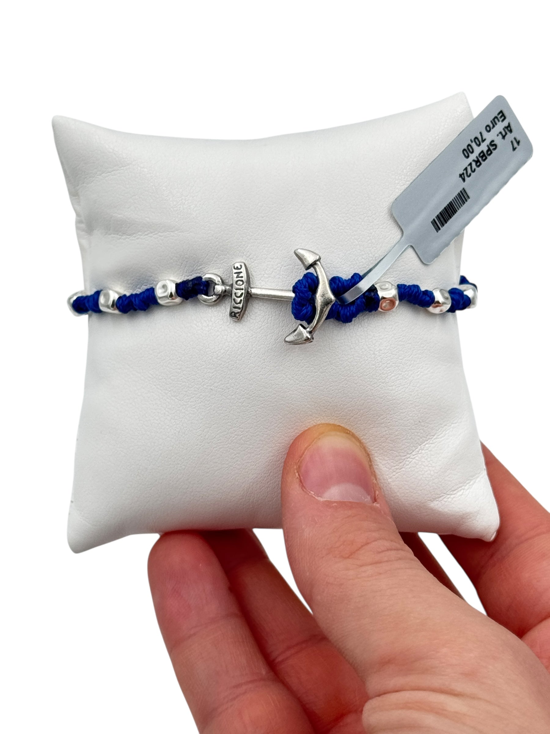 Bracciale Spadarella in argento, unisex, Ancora di salvezza, color blu fluo - SPBR224-blu fluo