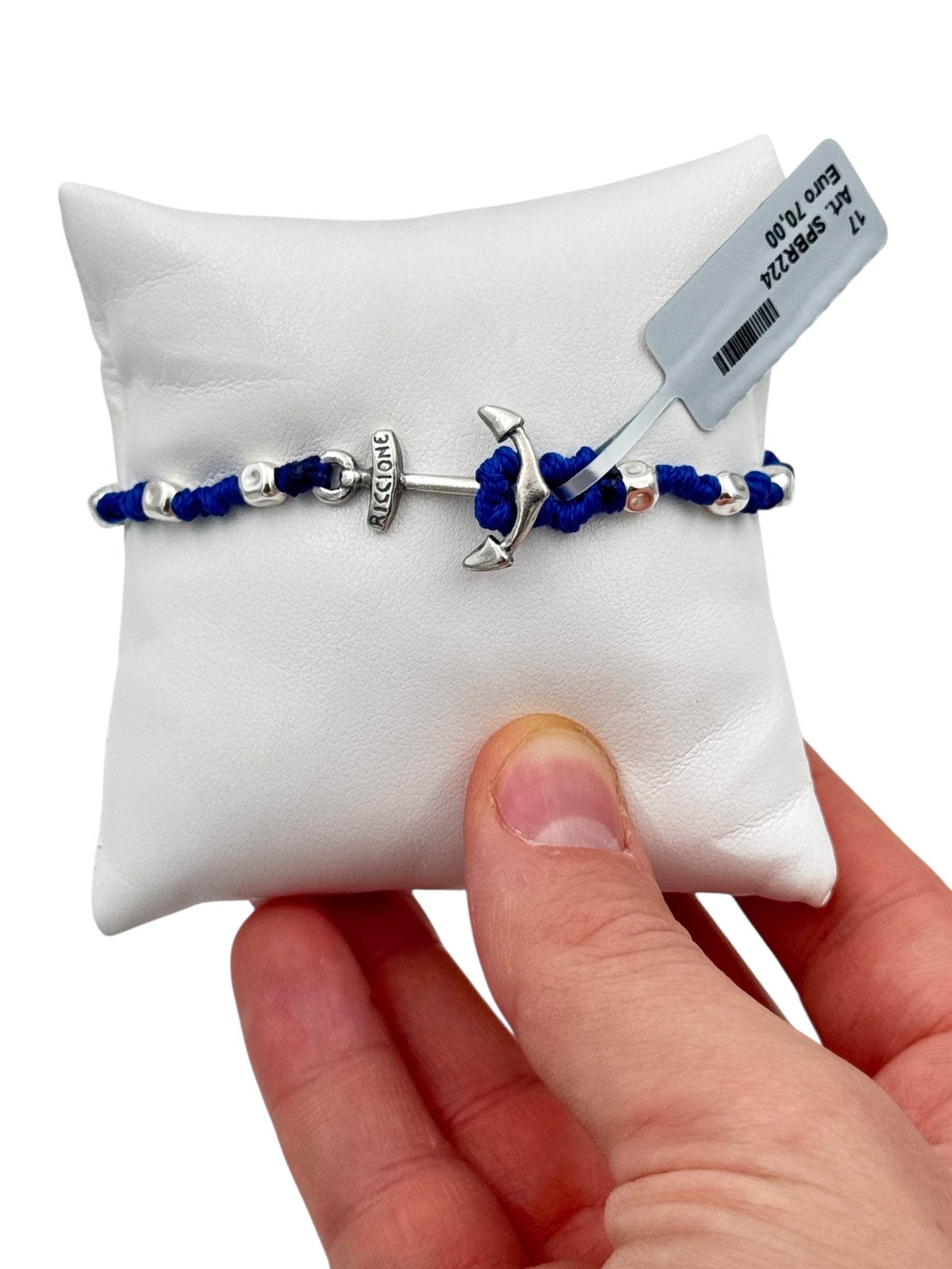 Bracciale Spadarella in argento, unisex, Ancora di salvezza, color blu fluo - SPBR224-blu fluo