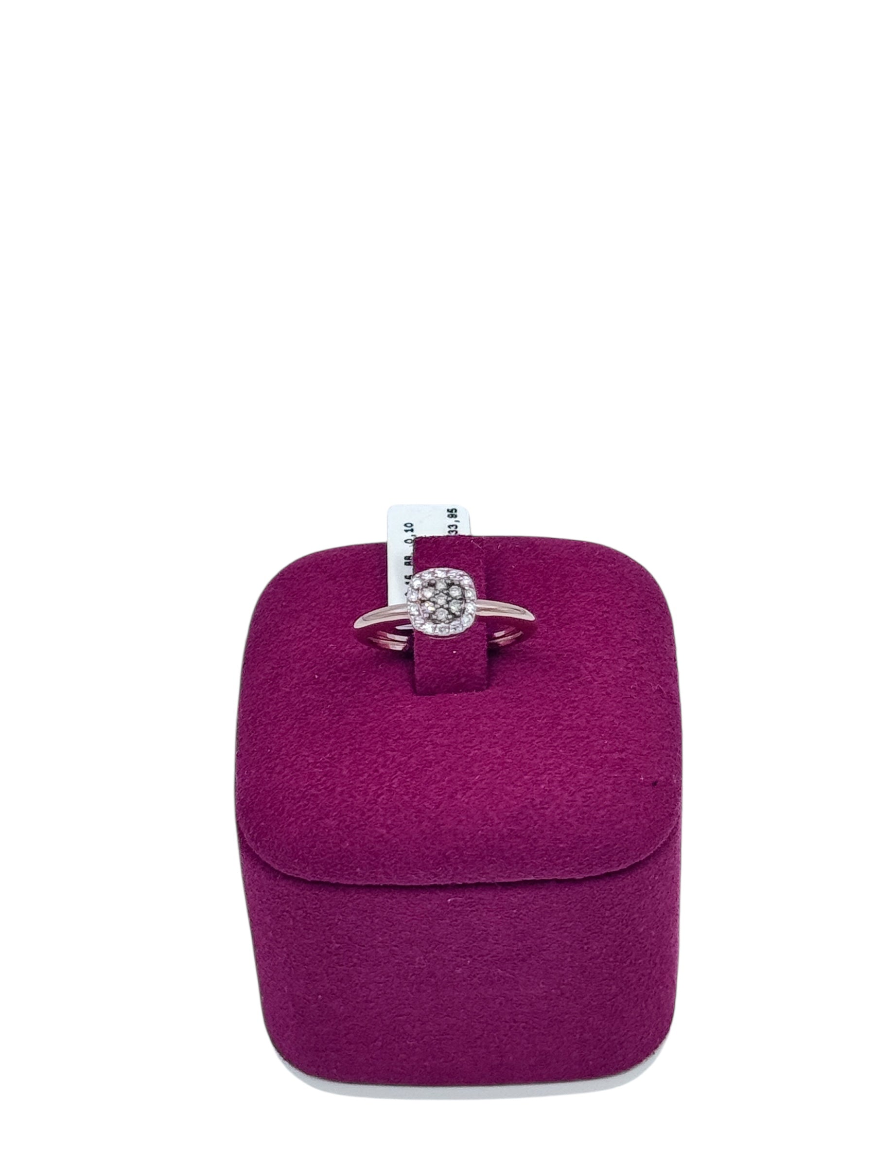 Diana - Anello in oro rosa 18kt e mosaico di diamanti brown, con giro di diamanti bianchi - AN DESIREE'