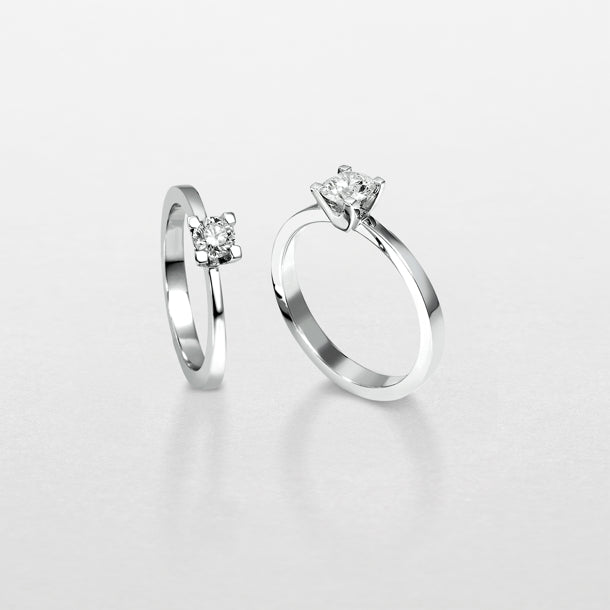 Anello SOLITARIO GIORGIO VISCONTI, in oro bianco 18kt e diamanti, 0.32ct - AB12273D