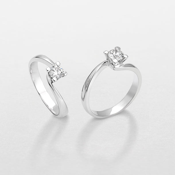 ANELLO SOLITARIO GIORGIO VISCONTI ORO BIANCO 18KT E DIAMANTI, CERT. GEMMOLOGICO INCLUSO, 0.42CT - AB13708E