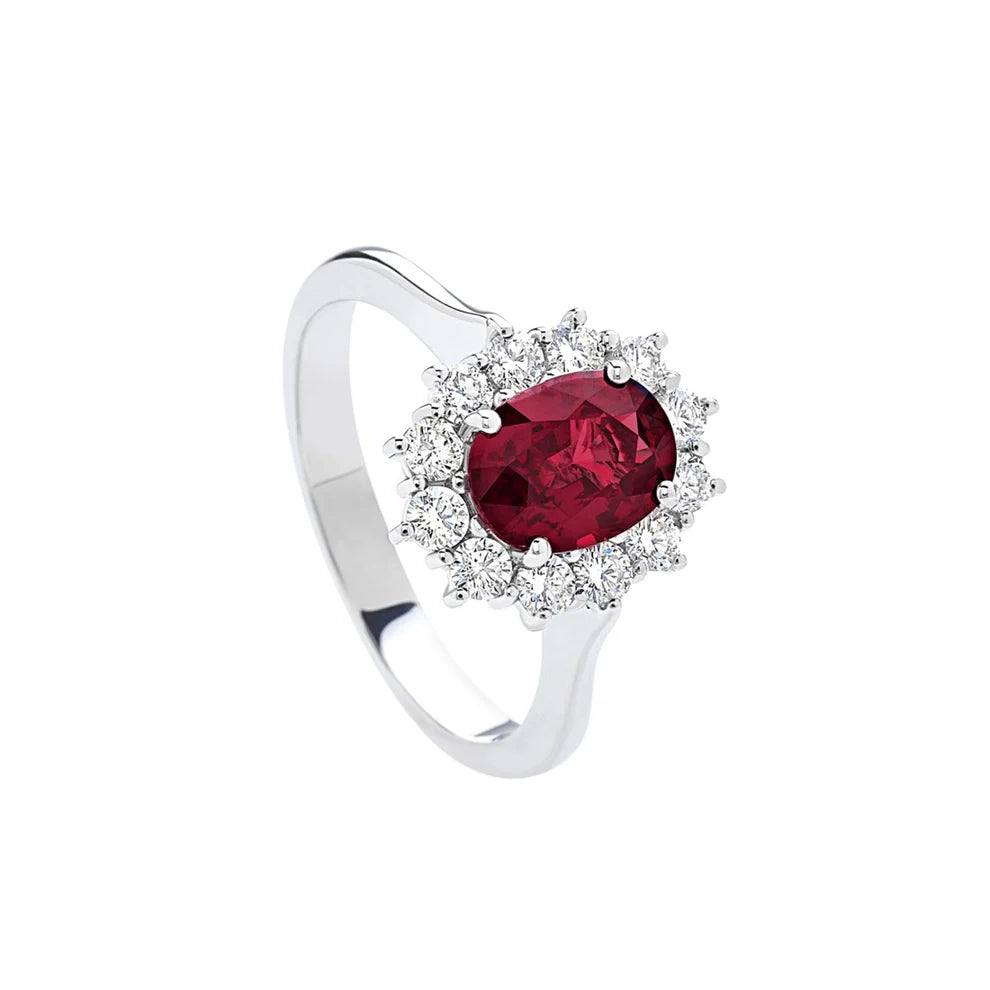Anello Giorgio Visconti in oro bianco e diamanti con rubino centrale, 0.65ct di rubino - AB15300R