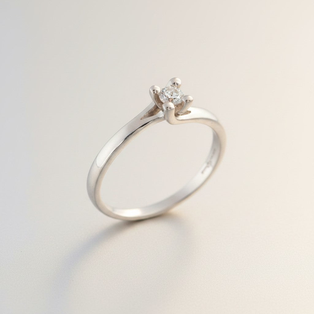 White gold solitaire ring with 0.15ct diamond - AB15554C