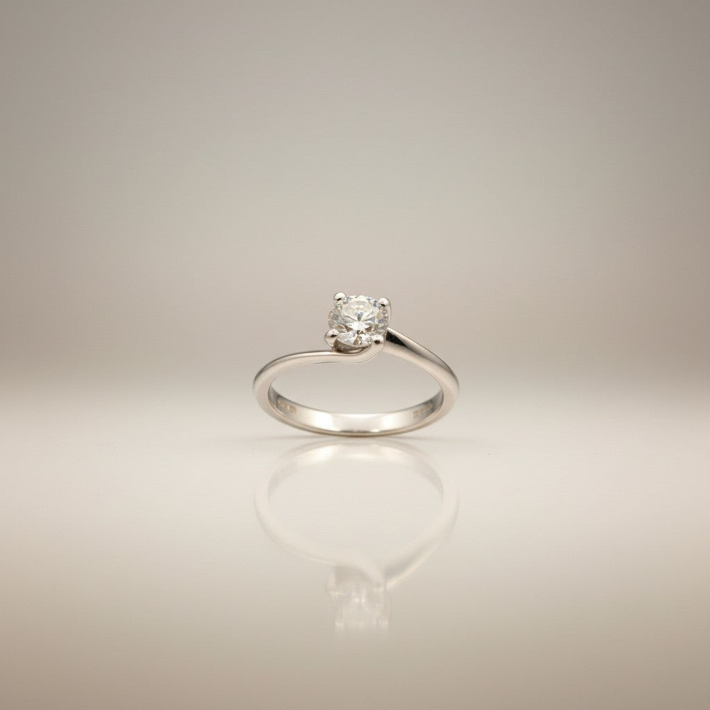 Anello solitario Giorgio Visconti in oro bianco e diamante, 0.51ct - AB16604G