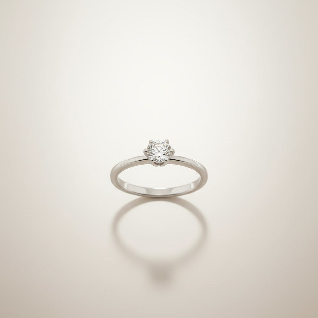 Anello solitario in oro bianco con diamanti, 0.19ct - AB16612D