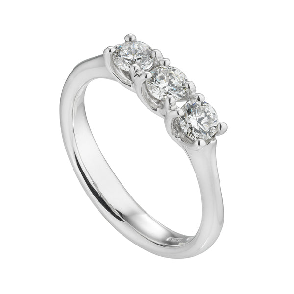 GOLAY - ANELLO TRILOGY LINEARE IN ORO BIANCO 18KT E DIAMANTI, 0.60ct - ABTRETRIL