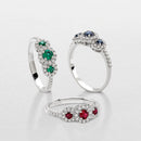 Anello Trilogy Giorgio Visconti  in oro bianco 18kt, diamanti e tre smeraldi centrali, 0.26ct di smeraldi - ABX16703S