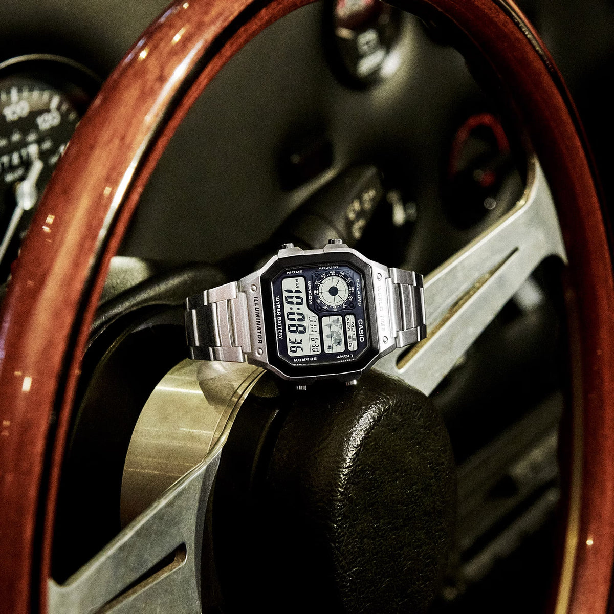 Casio Timeless Collection Analog-Digital World Time Watch, 42mm - AE-1200WHD-1AVEF