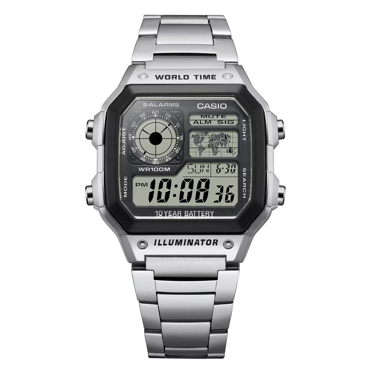 Casio Timeless Collection Analog-Digital World Time Watch, 42mm - AE-1200WHD-1AVEF