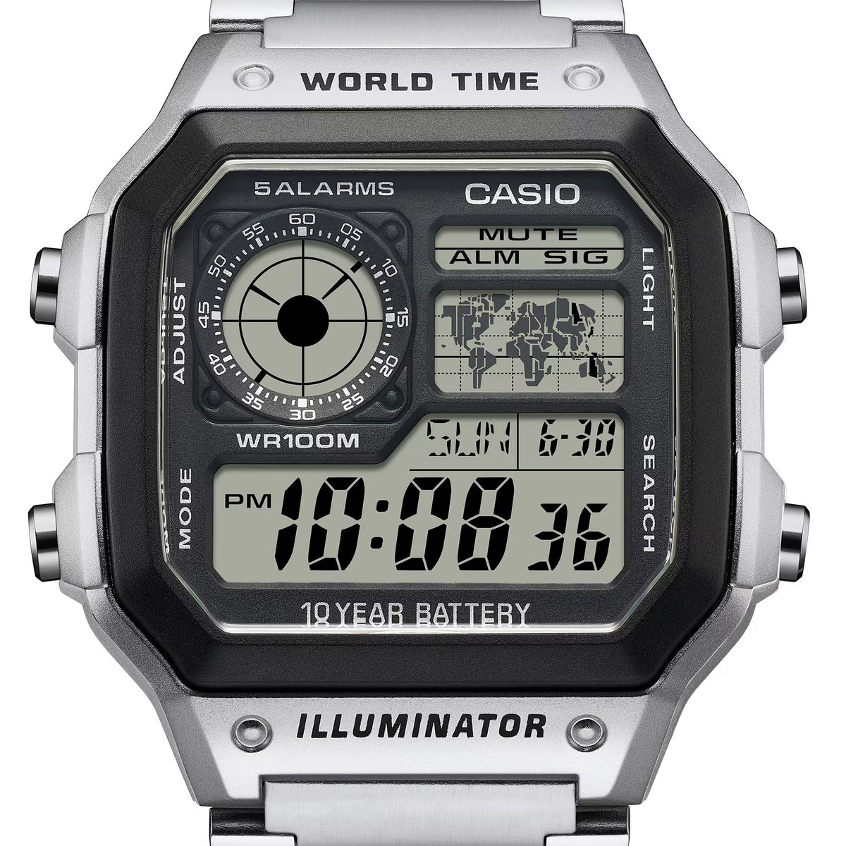 Casio Timeless Collection Analog-Digital World Time Watch, 42mm - AE-1200WHD-1AVEF