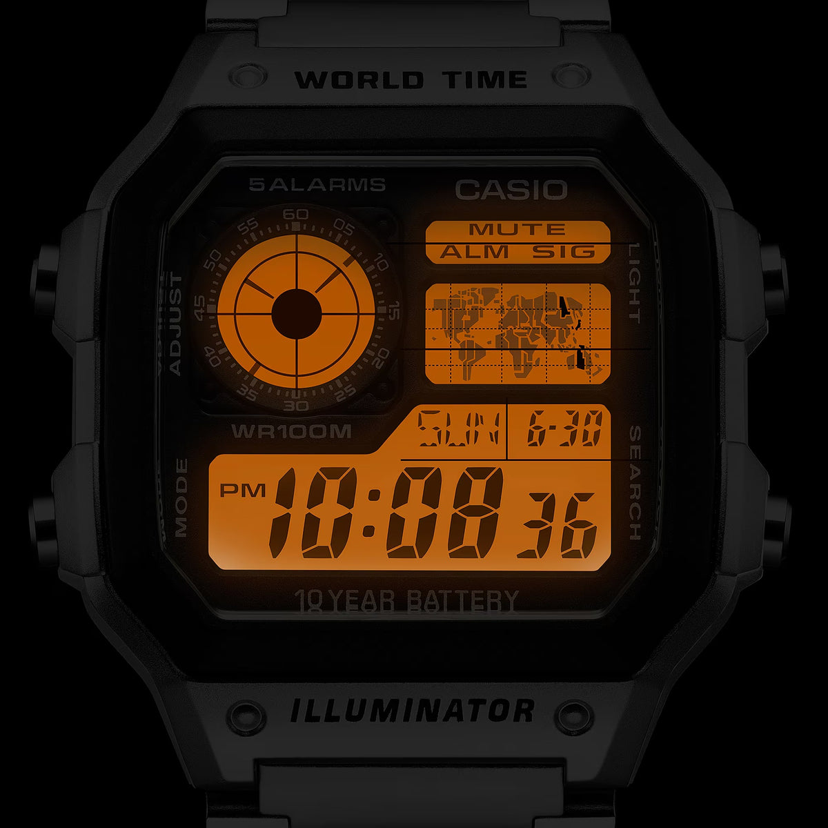 Casio Timeless Collection Analog-Digital World Time Watch, 42mm - AE-1200WHD-1AVEF