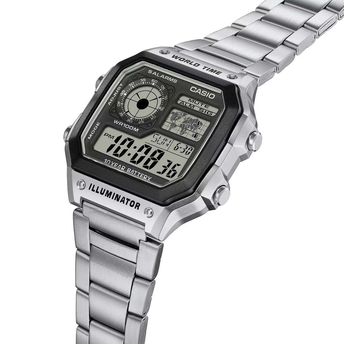 Casio Timeless Collection Analog-Digital World Time Watch, 42mm - AE-1200WHD-1AVEF