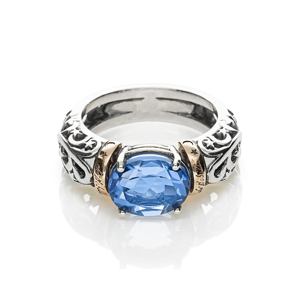 Anello De Nobili Polvere di Stelle cerchietto pietra ovale, quarzo blu - AN1124-Azz