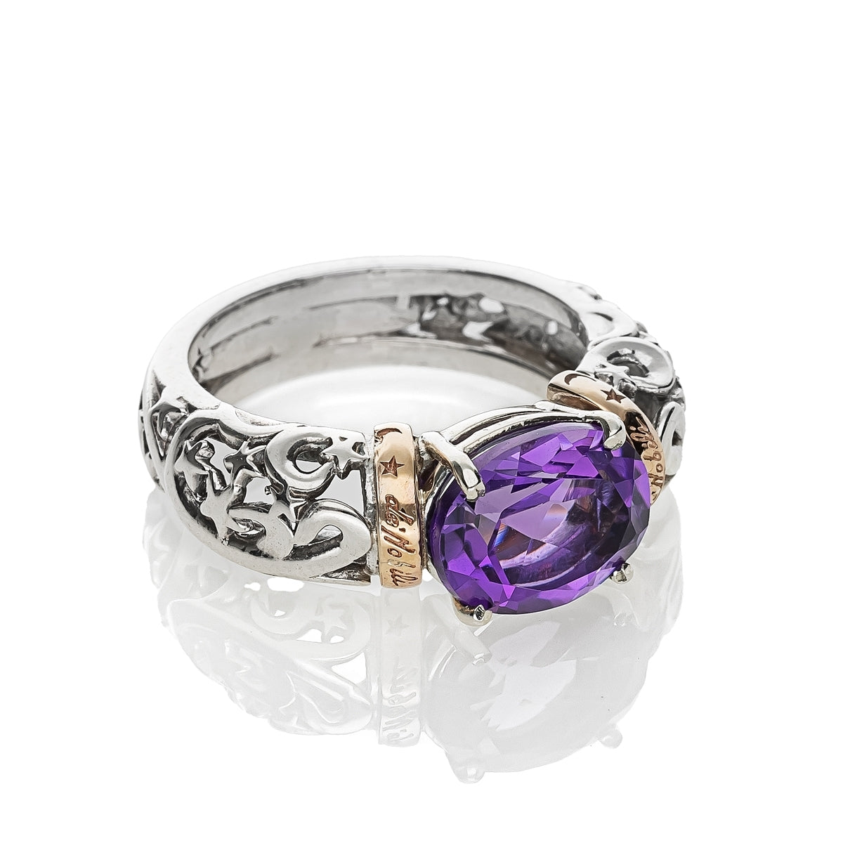 Anello De Nobili Polvere di Stelle cerchietto pietra ovale, viola ametista - AN1124-Vio