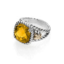 Anello De Nobili Nodi intreccio pietra quadrata piccola, quarzo giallo - AN125-Gia