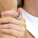 Anello De Nobili Polvere di Stelle 3 pietre con quarzo azzurro - AN425-Azz