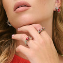 Anello De Nobili Polvere di Stelle 3 pietre con quarzo rosso - AN425-Ros