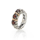 Anello De Nobili Polvere di Stelle 3 pietre con quarzo rosso - AN425-Ros