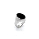 Anello Spadarella in argento, uomo,  con pietra tonda, pasta di onice nera - AN671