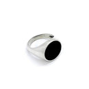 Anello Spadarella in argento, uomo,  con pietra tonda, pasta di onice nera - AN673