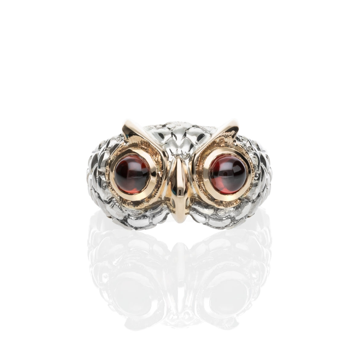 Anello De Nobili Civetta basic micro, con occhi quarzo granato rosso - AN725-Ros