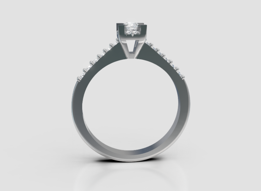 GOLAY - ANELLO SOLITARIO CON DIAMANTI SUL GAMBO IN ORO BIANCO 18KT, 0.41ct - ASLC001DI025