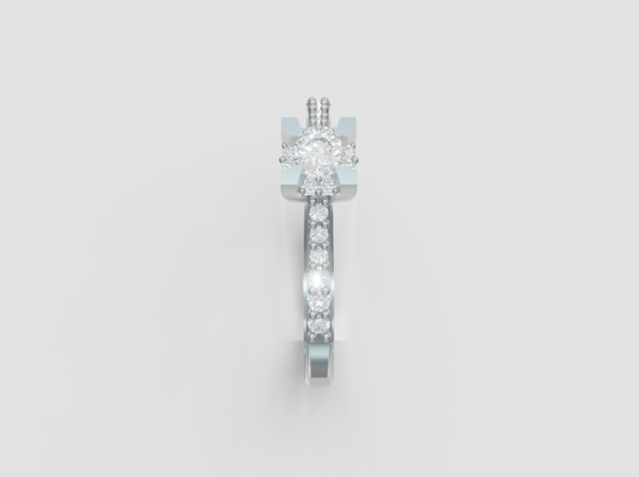 GOLAY - ANELLO SOLITARIO CON DIAMANTI SUL GAMBO IN ORO BIANCO 18KT, 0.41ct - ASLC001DI025