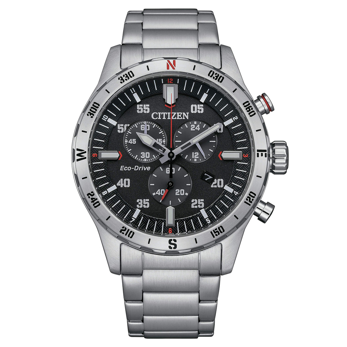 Orolgio Citizen Outdoor Crono, cronografo Eco-Drive quadrante nero, 43mm - AT2520-89E