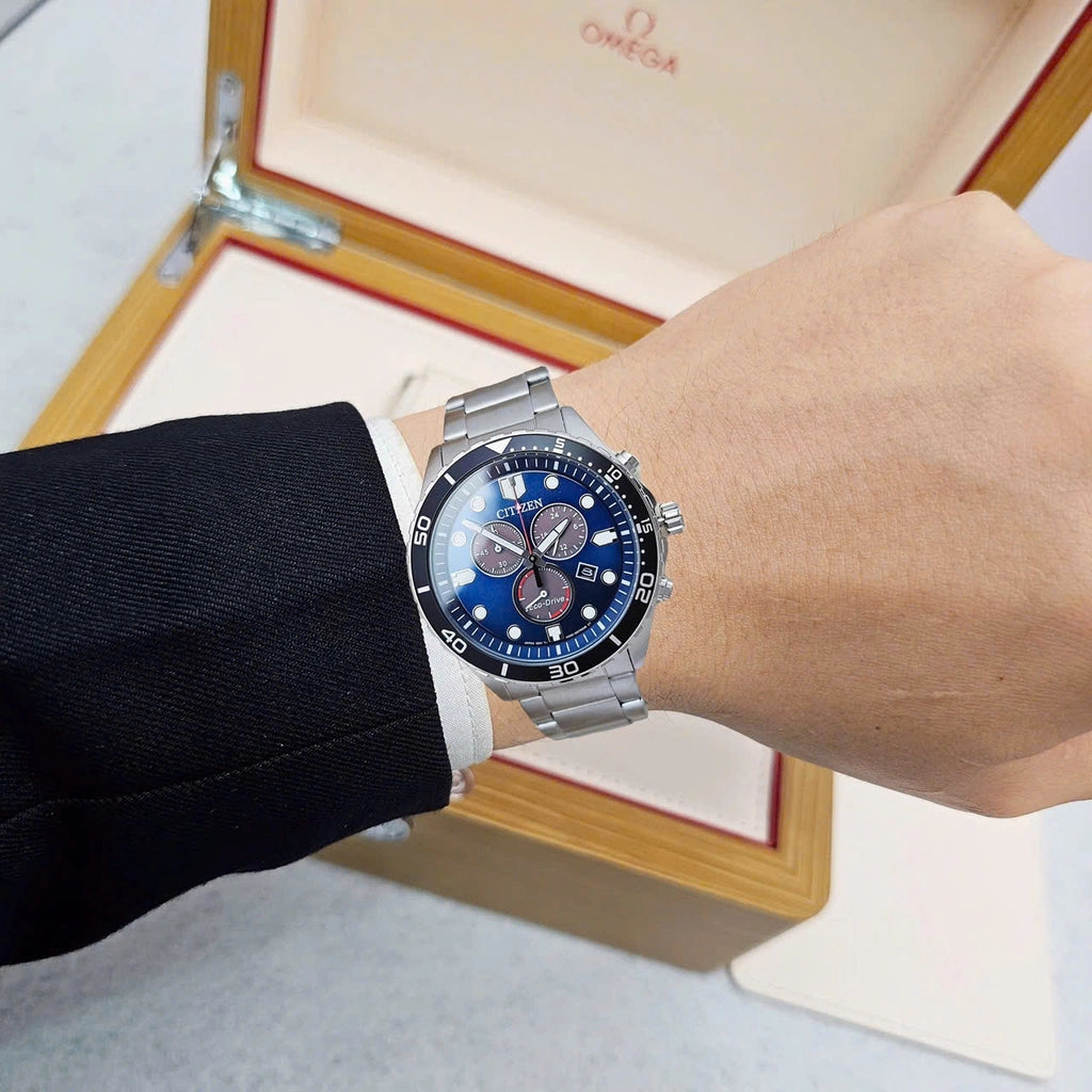 Orologio Citizen Sport Crono, Eco-Drive quadrante blu, 43mm - 	AT2560-84L