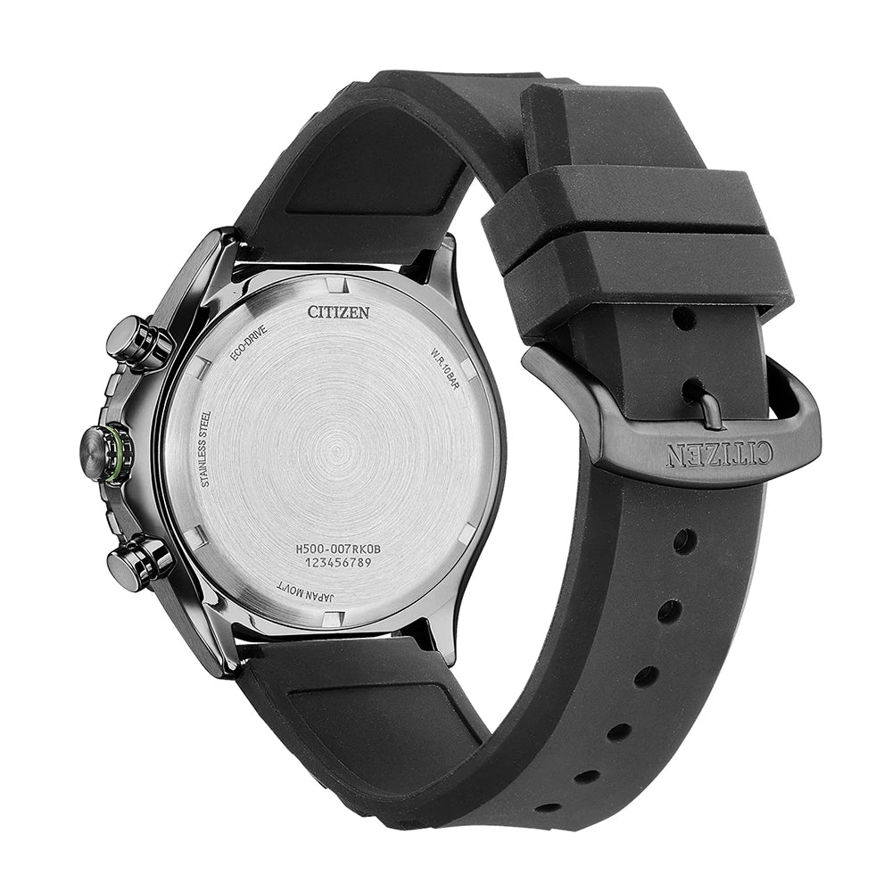 Orologio Citizen Sport, quadrante bianco e cinturino in caucciù, Crono Eco-Drive e tachimetro, 43mm - AT2565-05E